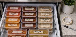 How to Meal Plan for One Without Wasting Food (or Losing Your Mind) Packed and labeled meals in a freezer drawer