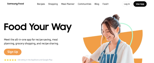 Samsung Food homepage